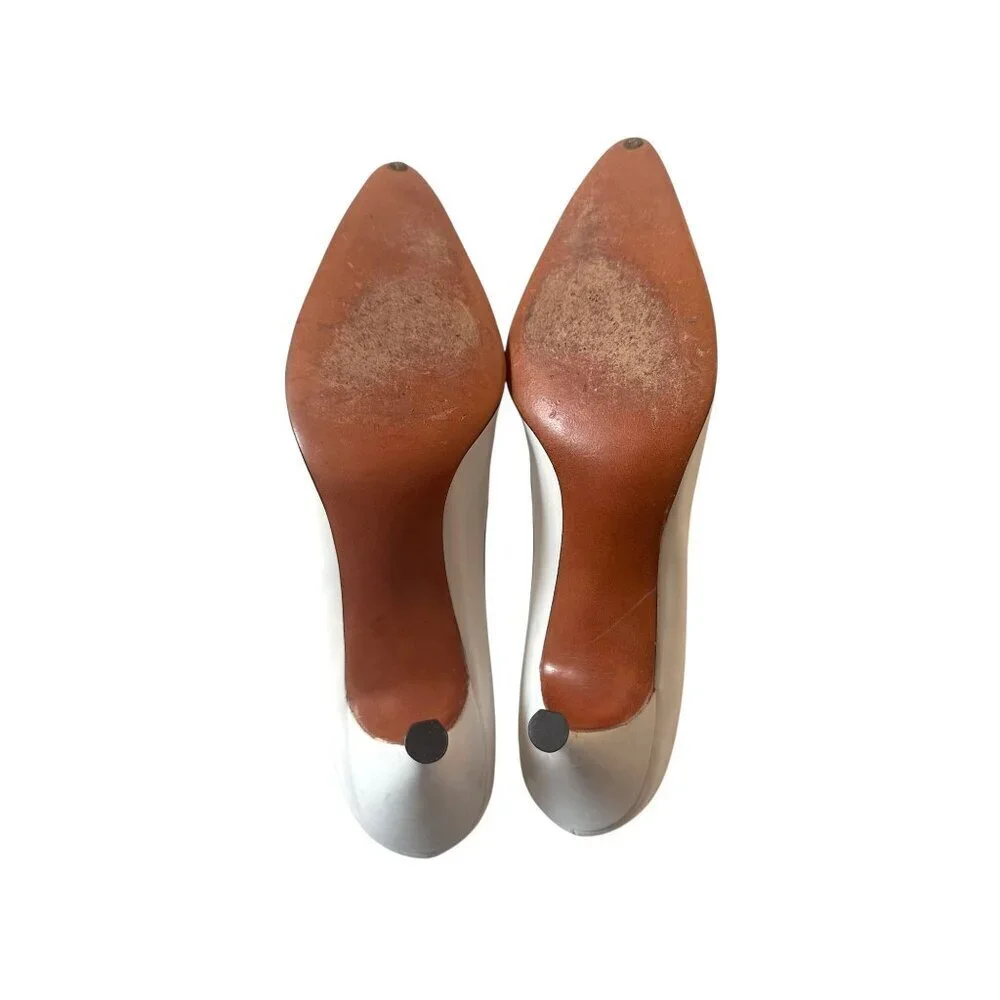 Vintage 50s/60s Julianelli's for Montaldo's  White Leather Pom Pom Heels 8AAA